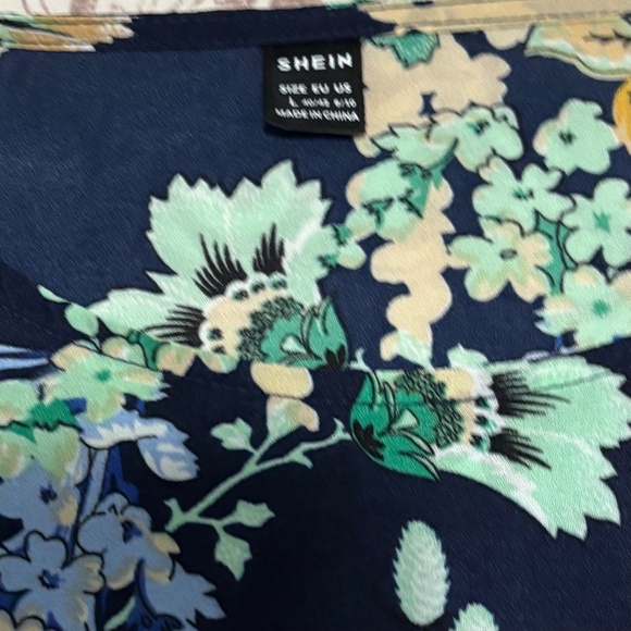 Navy Floral Lightweight Dress (Size Large) - Picture 4 of 4